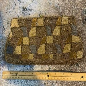 Vintage Waldorf metallics beaded clutch made in Belgium